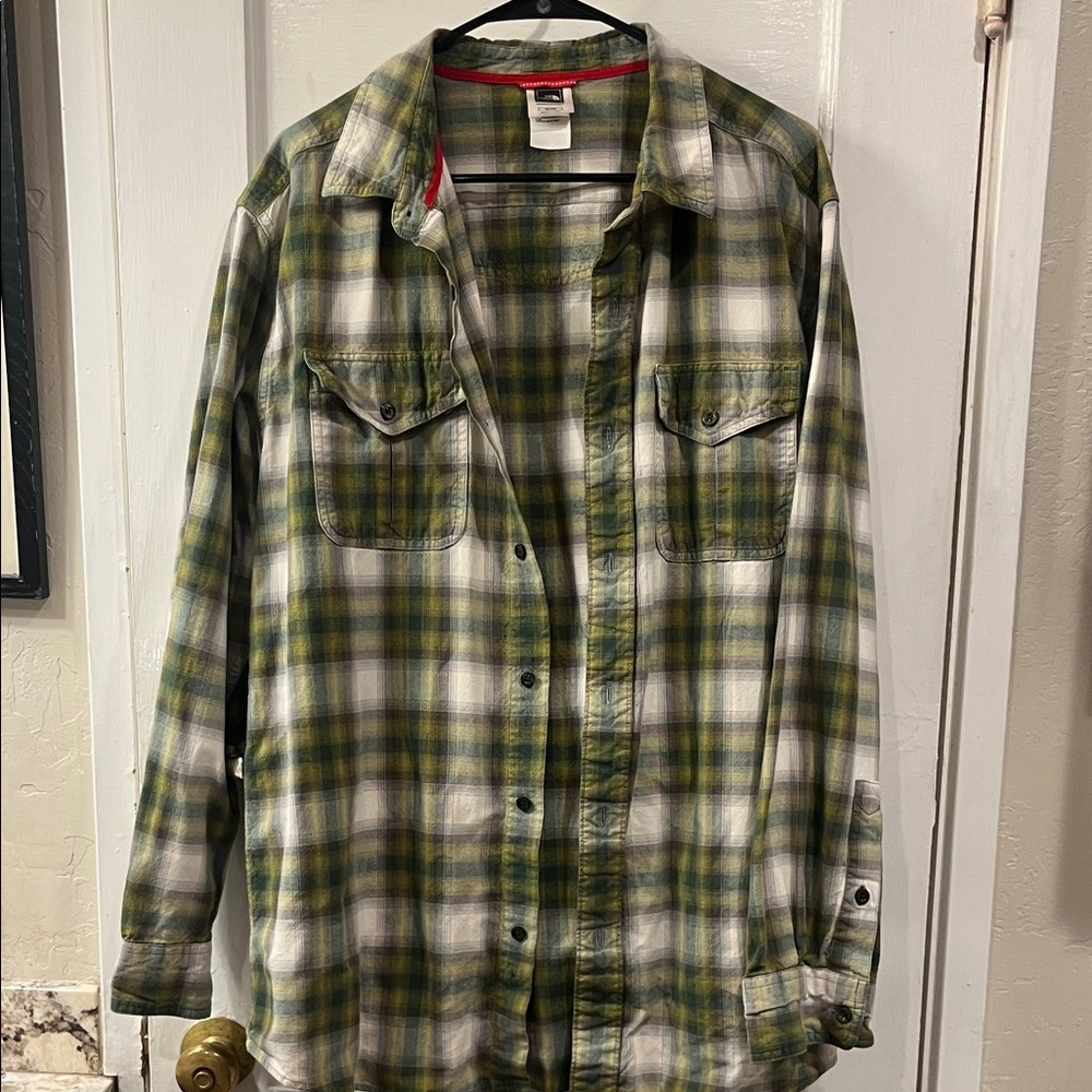 The North Face lightweight green flannel